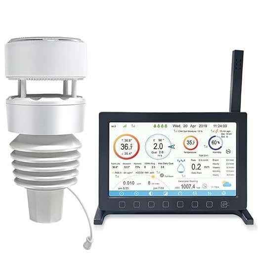 froggit Estación meteorológica inalámbrica HP2000 con sensor exterior 7 en 1 y ultrasonic inalámbrico